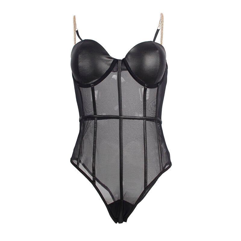 SUBBLIME - BODY CON BRETELLE A CATENA NERA S/M Subblime Bodies