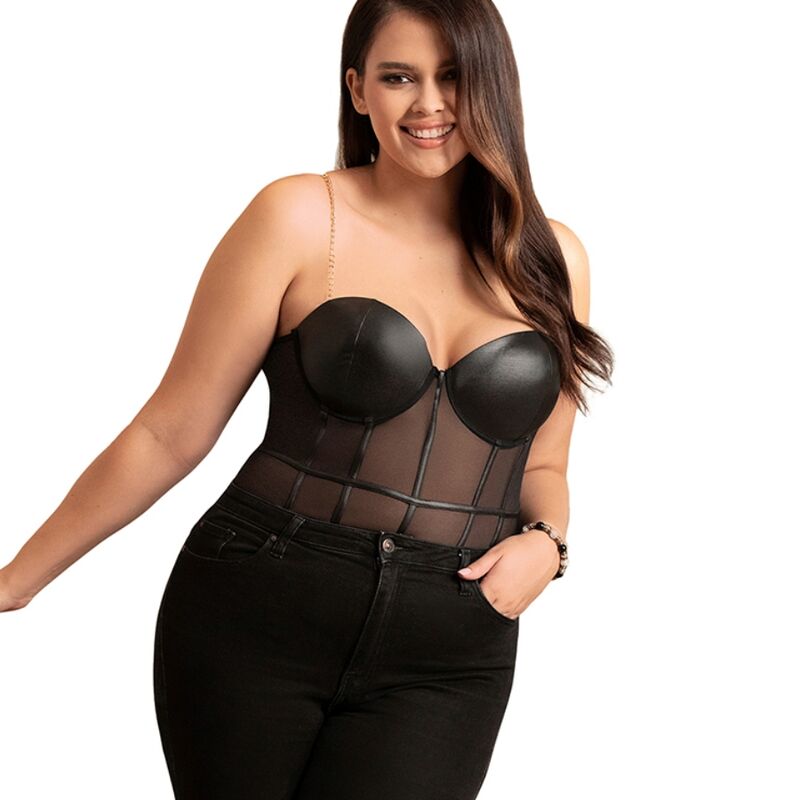 SUBBLIME - BODY CON BRETELLE A CATENA NERA L/XL Subblime Bodies