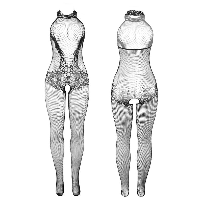 SUBBLIME - 951801 BODYSTOCKING A RETE E PIZZO SENZA CAVALLO CON COLLO ALTO NERO TAGLIA UNICA Subblime Bodystockings