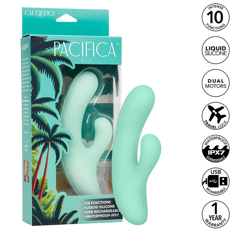 CALEXOTICS - PACIFICA FIJI VIBRATORE E STIMOLATORE PUNTO G 10 VIBRAZIONI AQUA Calexotics