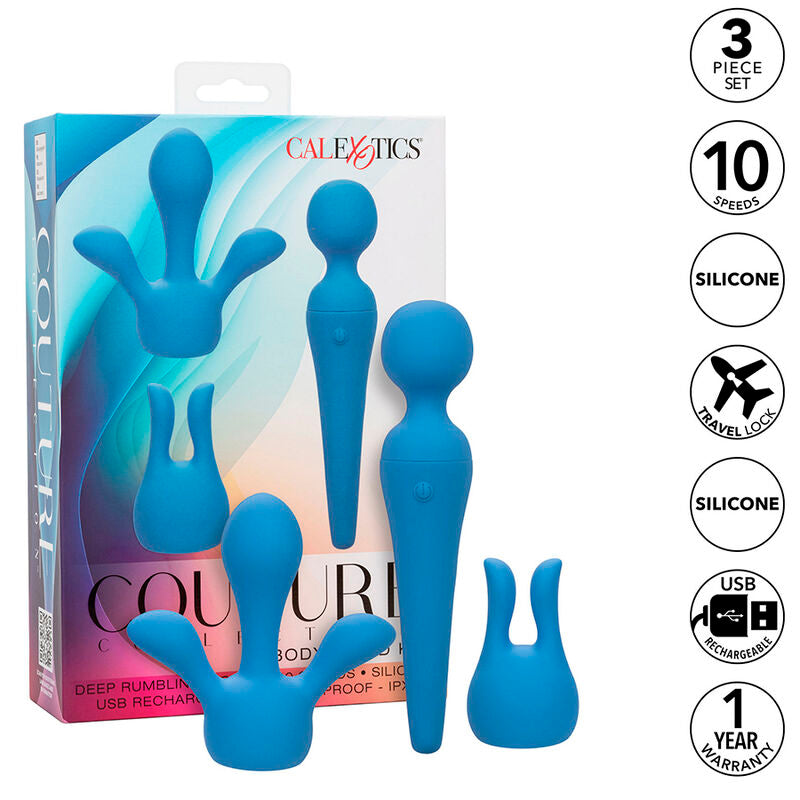 CALEXOTICS - COUTURE KIT VIBRATORE WAND 10 VIBRAZIONI BLU Calexotics