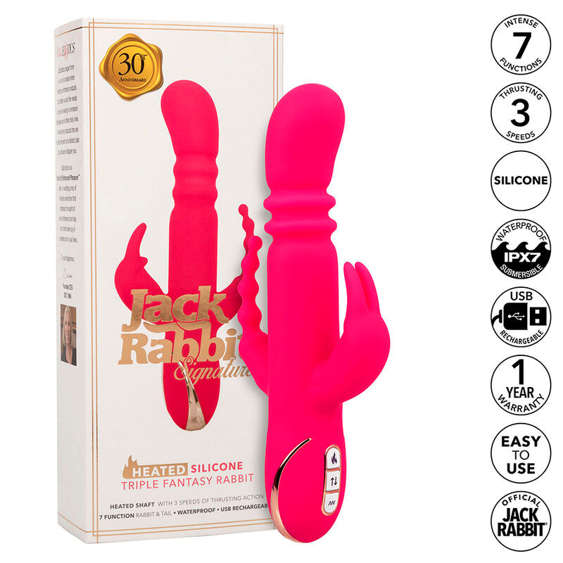 CALEXOTICS - JACK FANTASY VIBRATORE TRIPLO RISCALDATO ROSA CONIGLIO Calexotics