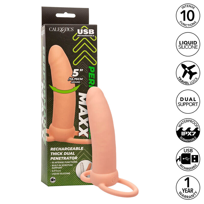 CALEXOTICS - MAXX THICK DUAL PENETRATOR 10 VIBRAZIONI CARNE Calexotics