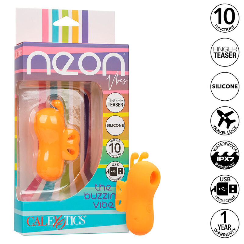 CALEXOTICS - NEON VIBES BUZZING VIBE LO STIMOLATORE PER DITA 10 VIBRAZIONI ARANCIONE Calexotics