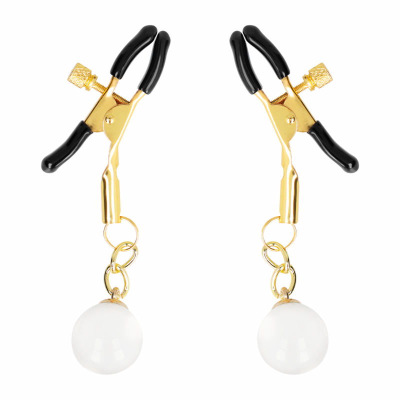 KINK - MORSETTI PER CAPEZZOLI CON PERLINE DI VETRO ORO 6 CM Kink Nipple Grip