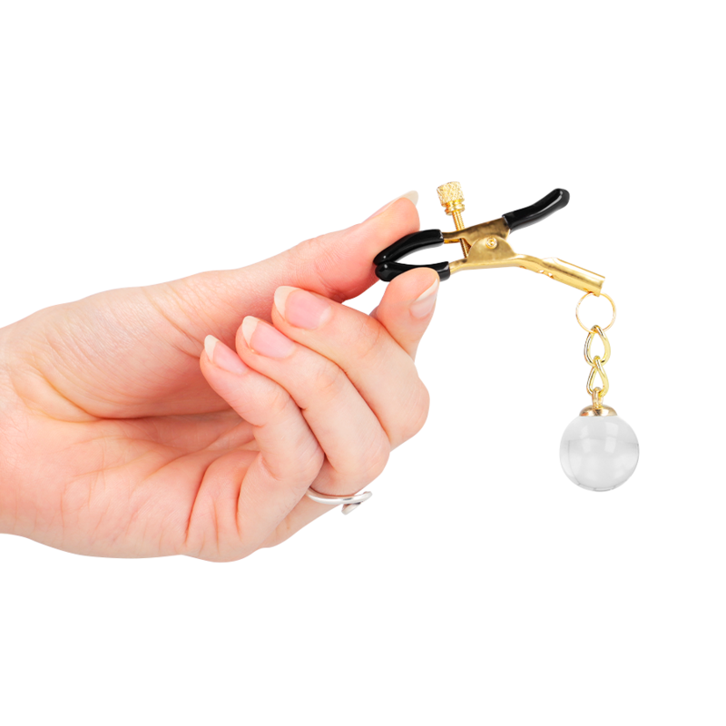 KINK - MORSETTI PER CAPEZZOLI CON PERLINE DI VETRO ORO 6 CM Kink Nipple Grip