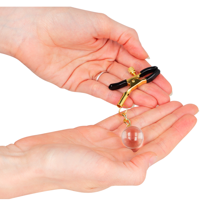 KINK - MORSETTI PER CAPEZZOLI CON PERLINE DI VETRO ORO 6 CM Kink Nipple Grip