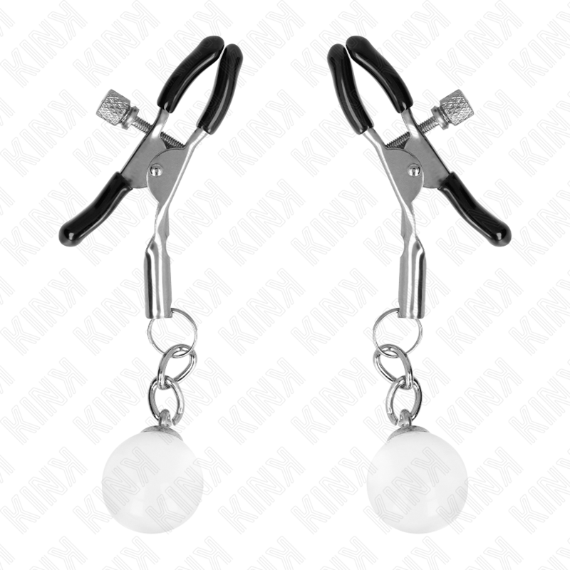 KINK - MORSETTI PER CAPEZZOLI PERLINE DI VETRO ARGENTO 6 CM Kink Nipple Grip