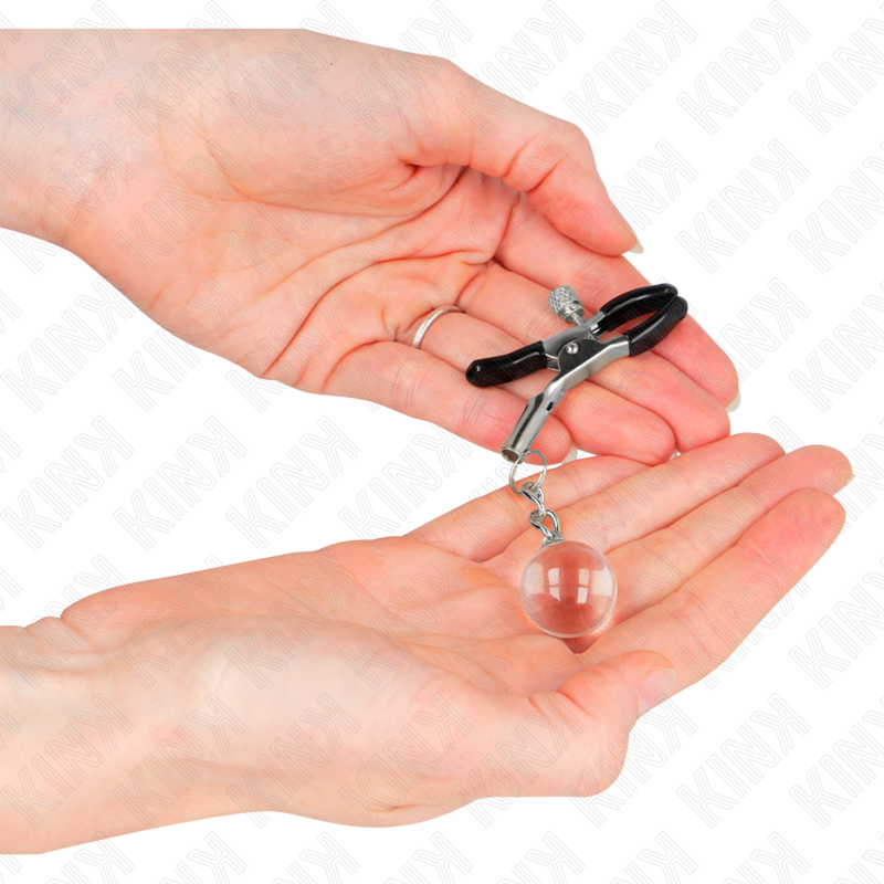 KINK - MORSETTI PER CAPEZZOLI PERLINE DI VETRO ARGENTO 6 CM Kink Nipple Grip