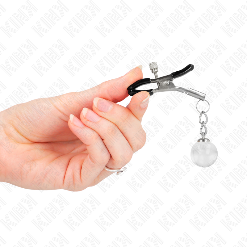 KINK - MORSETTI PER CAPEZZOLI PERLINE DI VETRO ARGENTO 6 CM Kink Nipple Grip