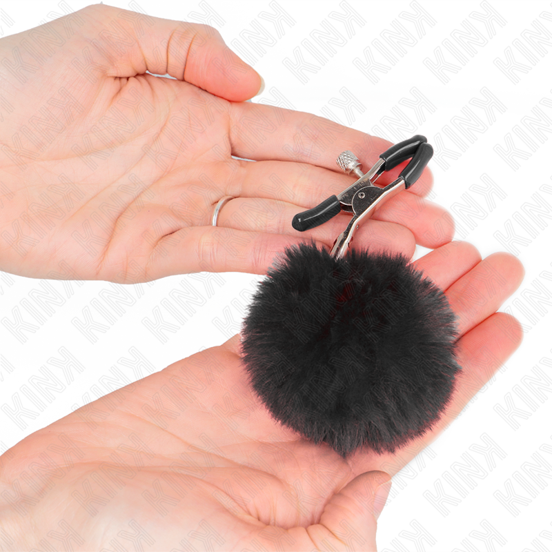 KINK - MORSETTO PER CAPEZZOLI CON SFERA IN ECOPELLICCIA NERA 6 CM Kink Nipple Grip