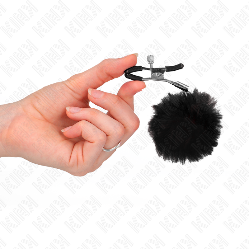 KINK - MORSETTO PER CAPEZZOLI CON SFERA IN ECOPELLICCIA NERA 6 CM Kink Nipple Grip