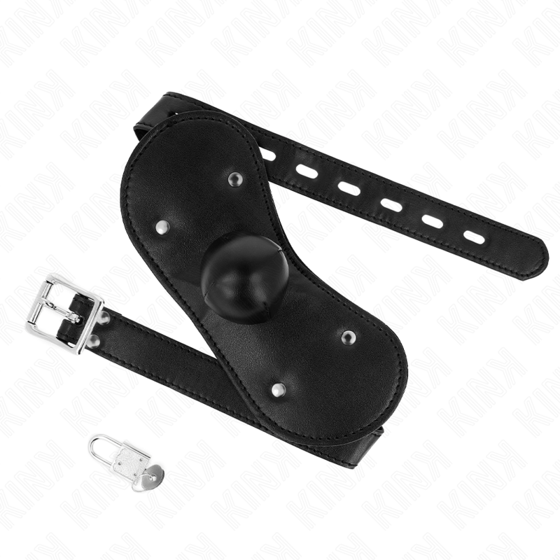 KINK - MASCHERA BOCCA BALL GAG CON SERRATURA REGOLABILE 42-60 CM Kink Collar & Gag