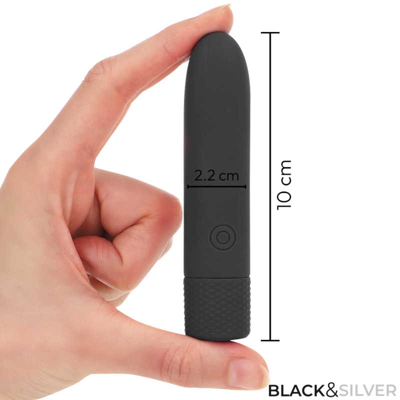 BLACK & SILVER - GERI USB RICARICABILE VIBRANTE BULLET 8 VIBRAZIONI NERO 10 X 2,2 CM Black&silver