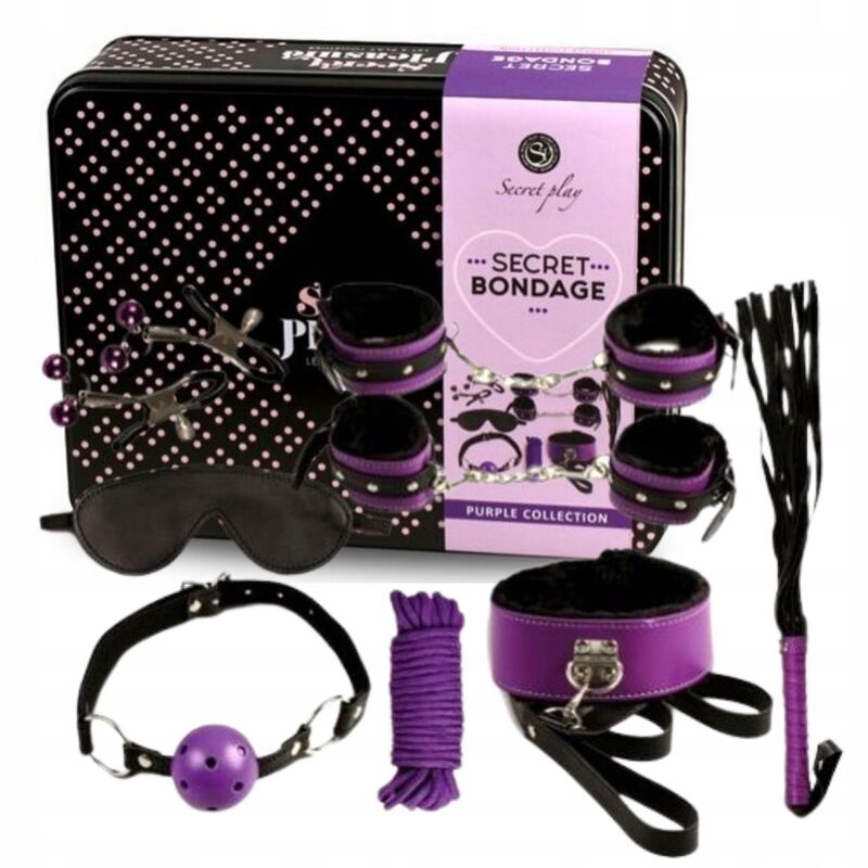 SECRETPLAY - BDSM SET 8PCS VIOLA / NERO. Secretplay 100% Fetish