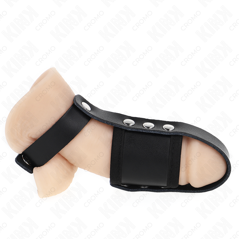 KINK - ANELLO PER GABBIA PER PENE IN PELLE CON CINTURINO DIVISORE PER PALLINE RIVESTITO REGOLABILE Kink Ring Power
