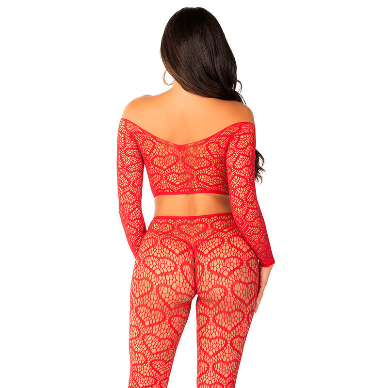 LEG AVENUE - CROP TOP + CALZE ROSSO TAGLIA UNICA Leg Avenue Bodystockings