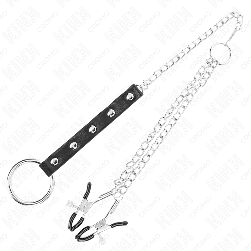 KINK - ANELLO PER PENE IN METALLO CON CATENA E MORSETTI PER CAPEZZOLI REGOLABILI Kink Ring Power