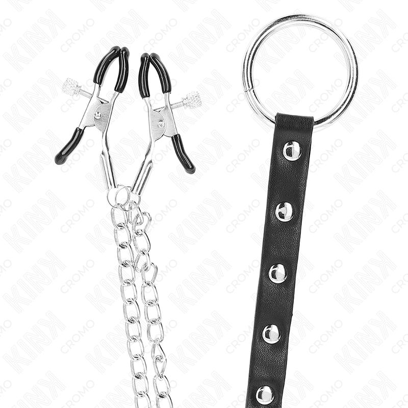 KINK - ANELLO PER PENE IN METALLO CON CATENA E MORSETTI PER CAPEZZOLI REGOLABILI Kink Ring Power