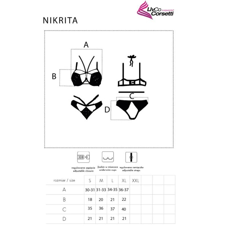 LIVCO CORSETTI FASHION - NIKRITA LC 90647 REGGISENO + SLIP NERO L Livco Corsetti Sets