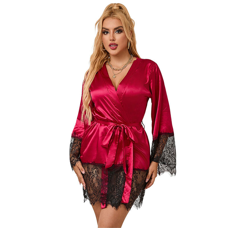 SUBBLIME - 953812 ELEGANTE PIGIAMA IN PIZZO + PERIZOMA ROSSO S/M Subblime Sets