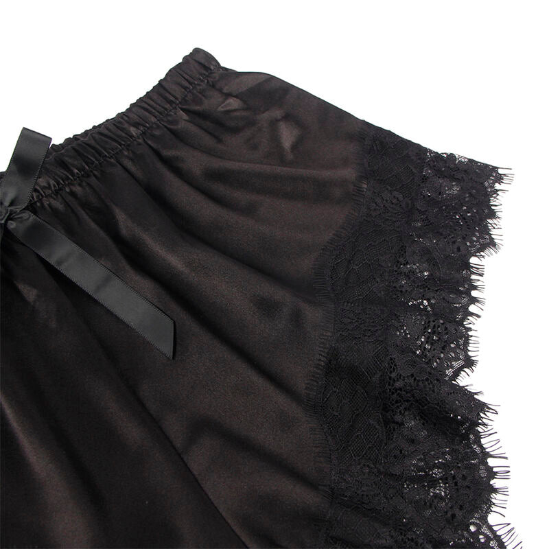 SUBBLIME - 953942 VESTAGLIA DA NOTTE CASUAL IN SETA + PANTALONI IN PIZZO NERO L/XL Subblime Sets