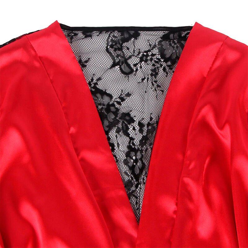 SUBBLIME - 954017 CANOTTIERA CON SCHIENA TRASPARENTE IN PIZZO + PERIZOMA ROSSO/NERO S/M Subblime Sets