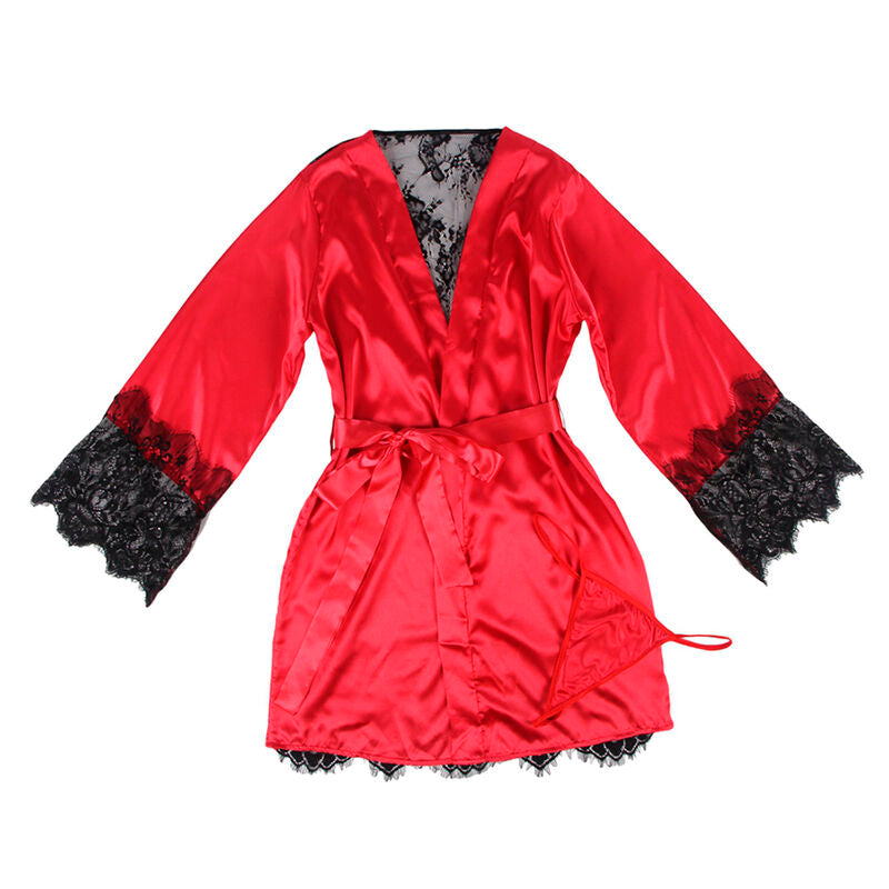 SUBBLIME - 954017 CANOTTIERA CON SCHIENA TRASPARENTE IN PIZZO + PERIZOMA ROSSO/NERO S/M Subblime Sets