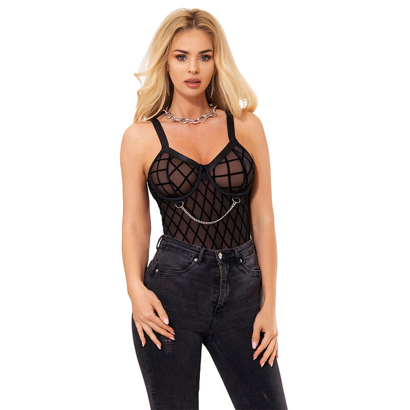 SUBBLIME - 9542277 BODY CON CATENE + CINTURA REGGICALZE NERO L/XL Subblime Bodies