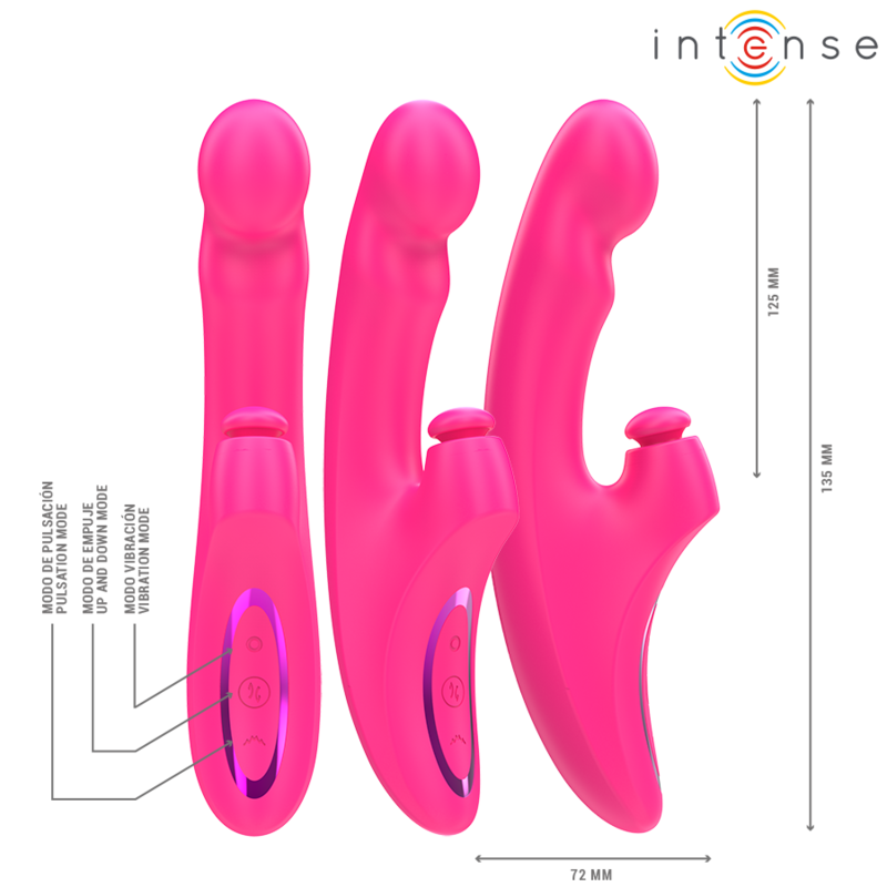 INTENSE - VIBRATORE EMI 13,5 CM MULTIFUNZIONE 3 IN 1 10 VIBRAZIONI ROSA Intense Fun