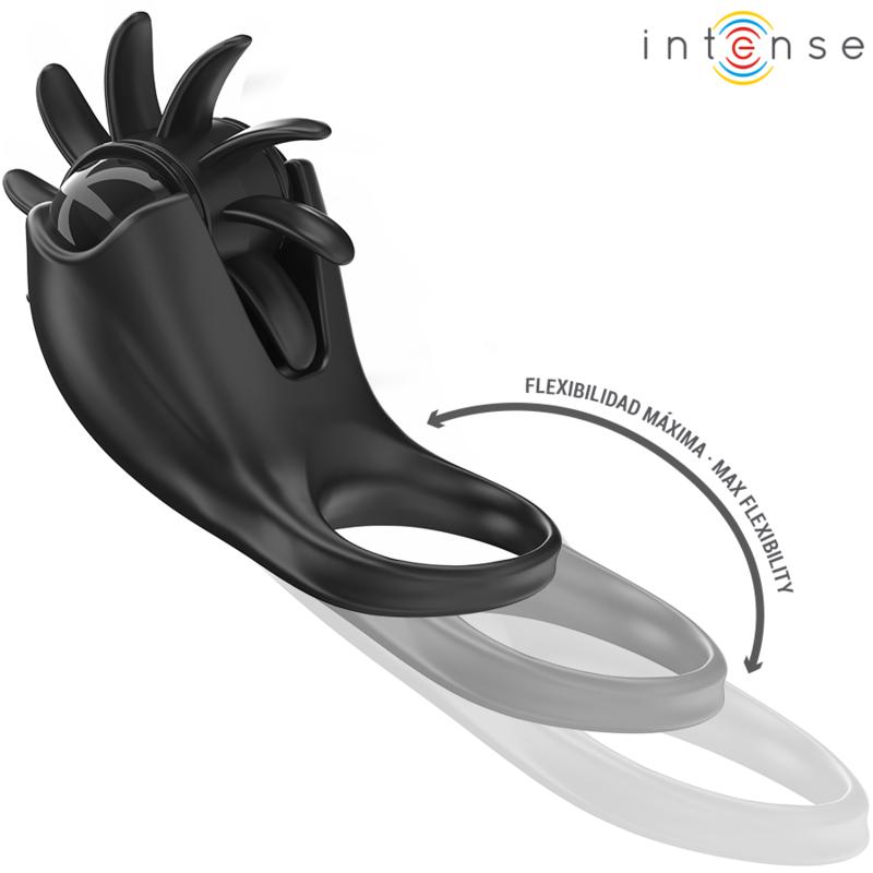 INTENSE - MABEL ANELLO VIBRANTE 10 VIBRAZIONI CON STIMOLATORE CLITORIDEO NERO Intense Couples Toys