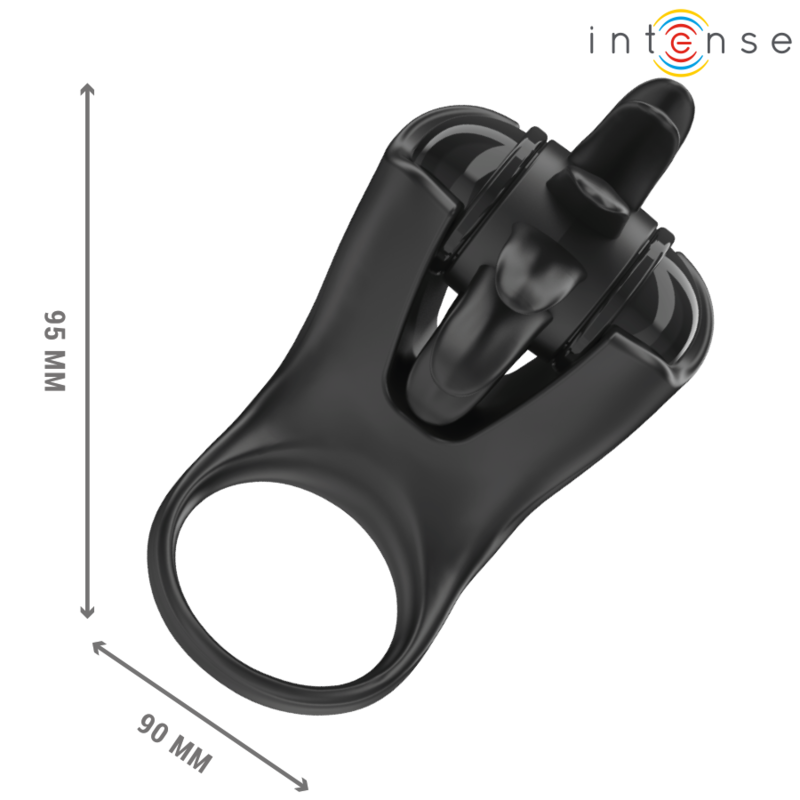 INTENSE - MABEL ANELLO VIBRANTE 10 VIBRAZIONI CON STIMOLATORE CLITORIDEO NERO Intense Couples Toys