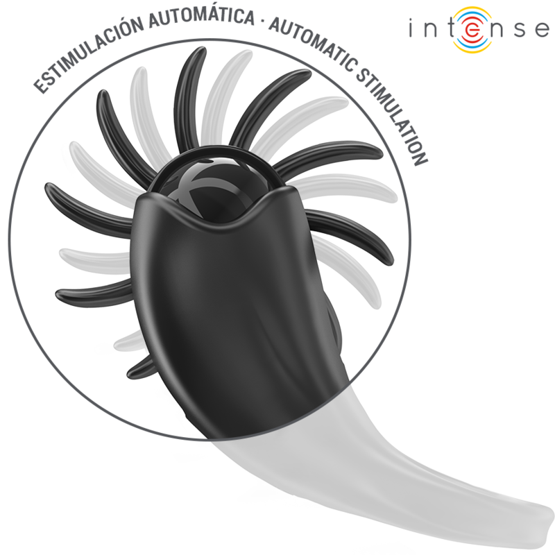 INTENSE - MABEL ANELLO VIBRANTE 10 VIBRAZIONI CON STIMOLATORE CLITORIDEO NERO Intense Couples Toys