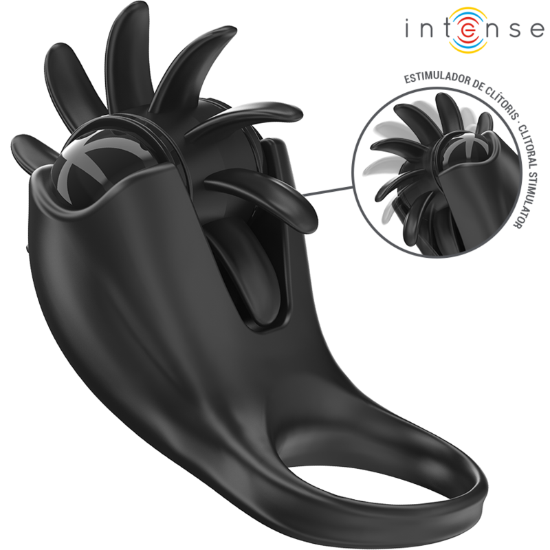 INTENSE - MABEL ANELLO VIBRANTE 10 VIBRAZIONI CON STIMOLATORE CLITORIDEO NERO Intense Couples Toys