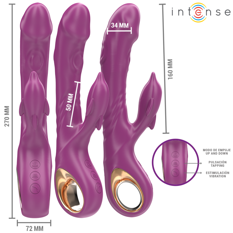 INTENSE - VIBRATORE MULTIFUNZIONE HALLE CON LINGUA STIMOLANTE A DELFINO VIOLA Intense Fun