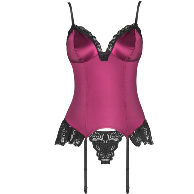 LIVCO CORSETTI FASHION - AGRAFENA CF 90436 CORSETTO + PERIZOMA BORDEAUX S/M Livco Corsetti Sets