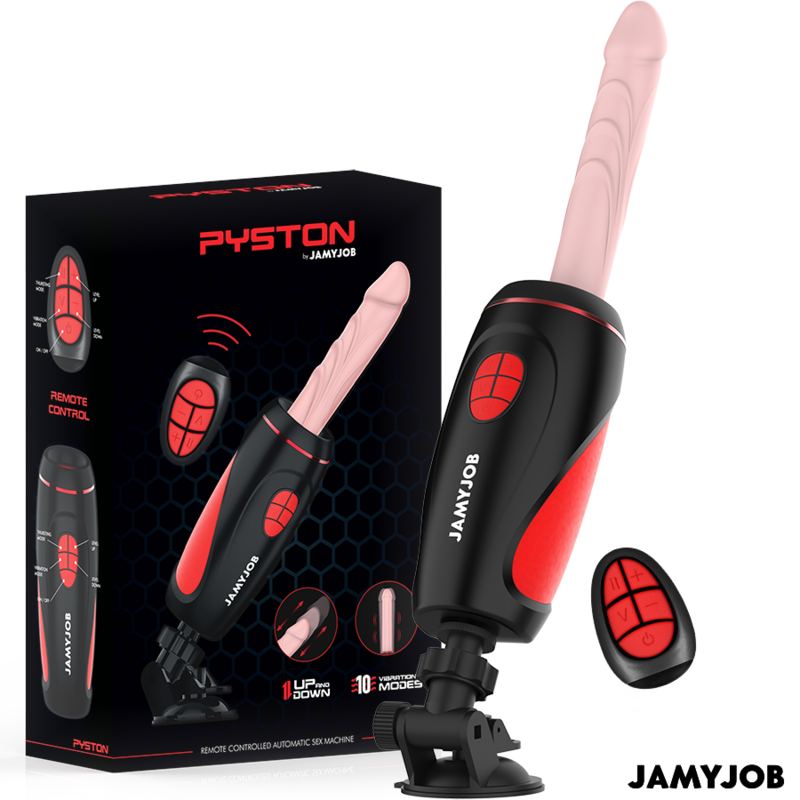 JAMYJOB - PYSTON BASE MASTURBATORE AUTOMATICO CON DILDO TELECOMANDO Jamyjob