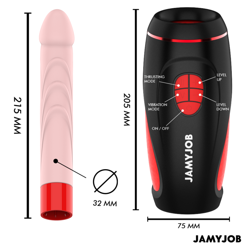 JAMYJOB - PYSTON BASE MASTURBATORE AUTOMATICO CON DILDO TELECOMANDO Jamyjob
