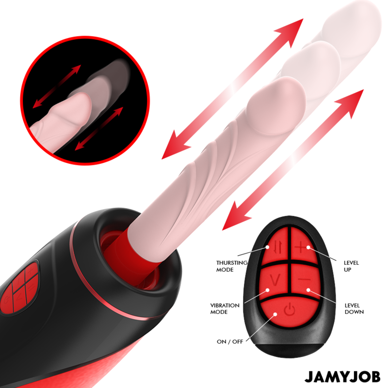 JAMYJOB - PYSTON BASE MASTURBATORE AUTOMATICO CON DILDO TELECOMANDO Jamyjob