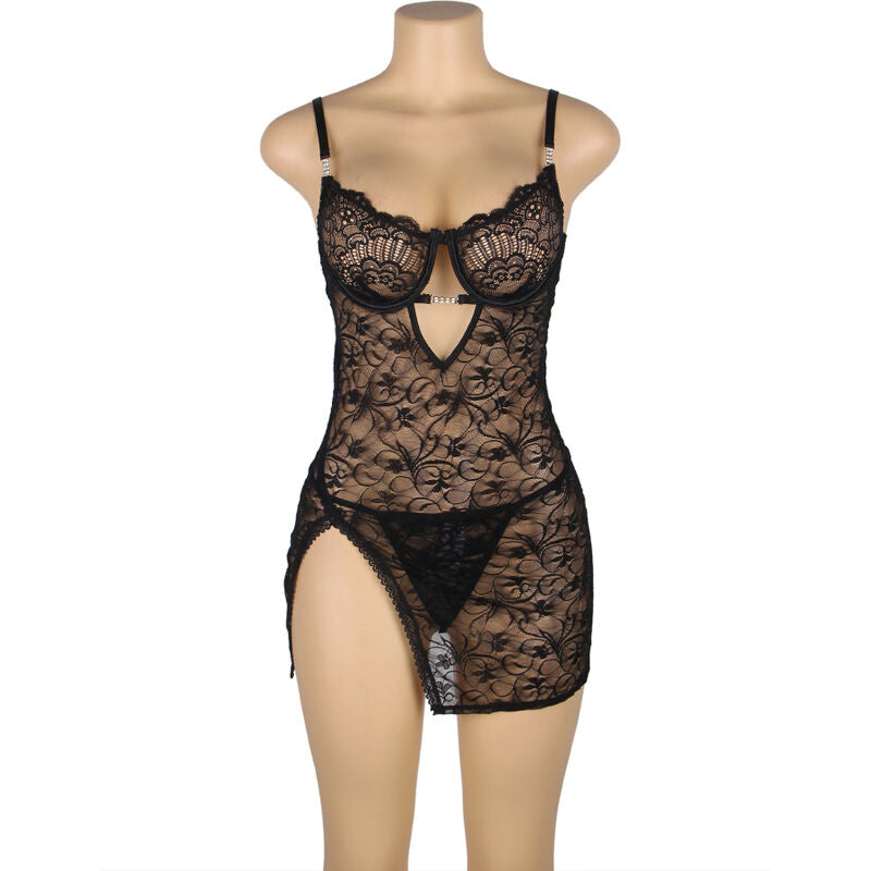 SUBBLIME - 954185 BABYDOLL IN PIZZO CON SPALLINE REGOLABILI NERO S/M Subblime Babydolls