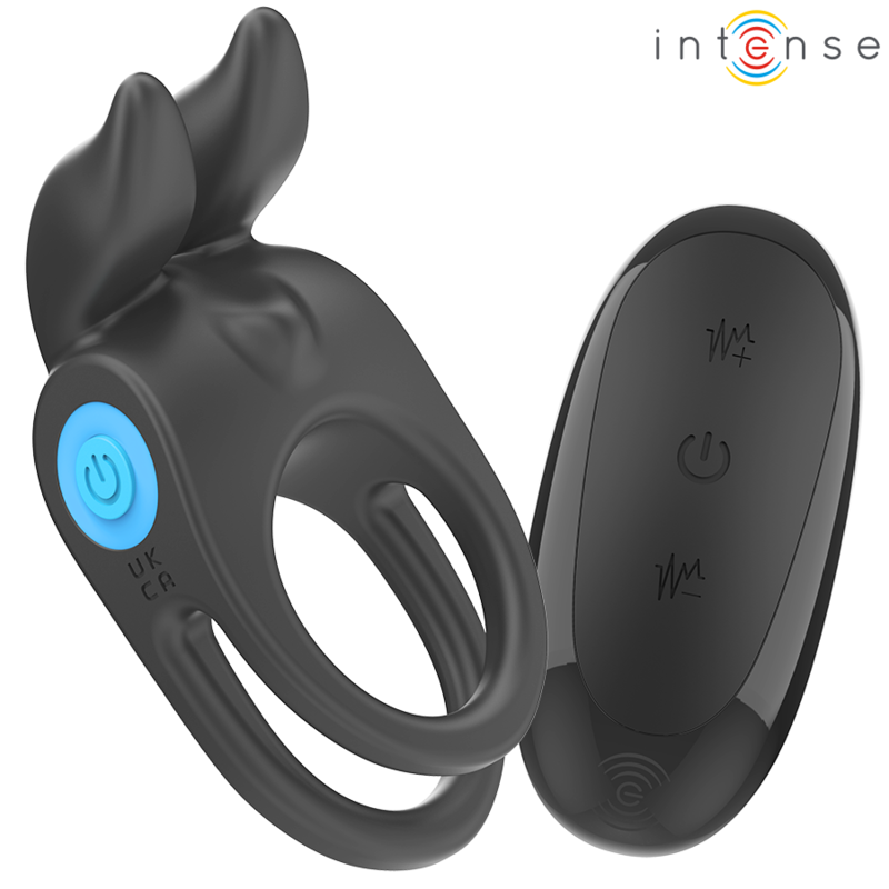 INTENSE - SAM VIBRATORE DOPPIO ANELLO PER PENE 10 VIBRAZIONI NERO Intense Couples Toys