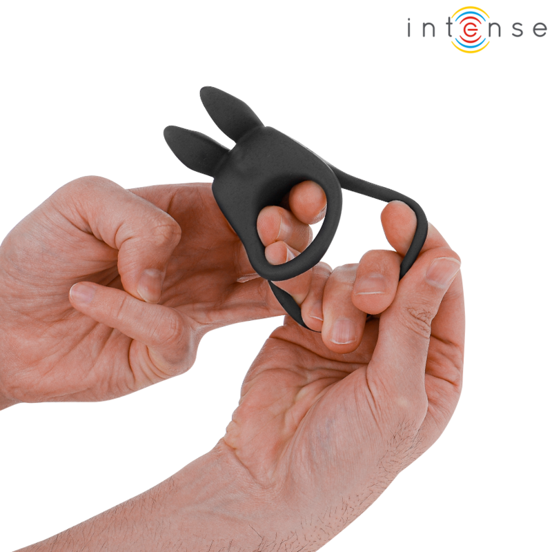 INTENSE - SAM VIBRATORE DOPPIO ANELLO PER PENE 10 VIBRAZIONI NERO Intense Couples Toys