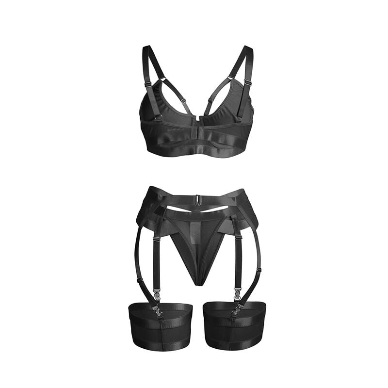 SUBBLIME - 955236 REGGISENO BONDAGE NERO CON GIARRETTIERA SET S/M Subblime Sets