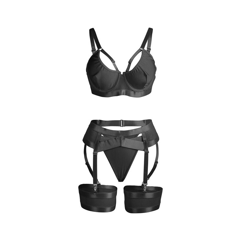 SUBBLIME - 955243 REGGISENO BONDAGE NERO CON GIARRETTIERA L/XL Subblime Sets