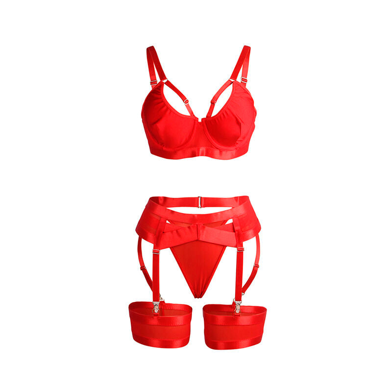 SUBBLIME - 955250 REGGISENO BONDAGE ROSSO CON GIARRETTIERA S/M Subblime Sets