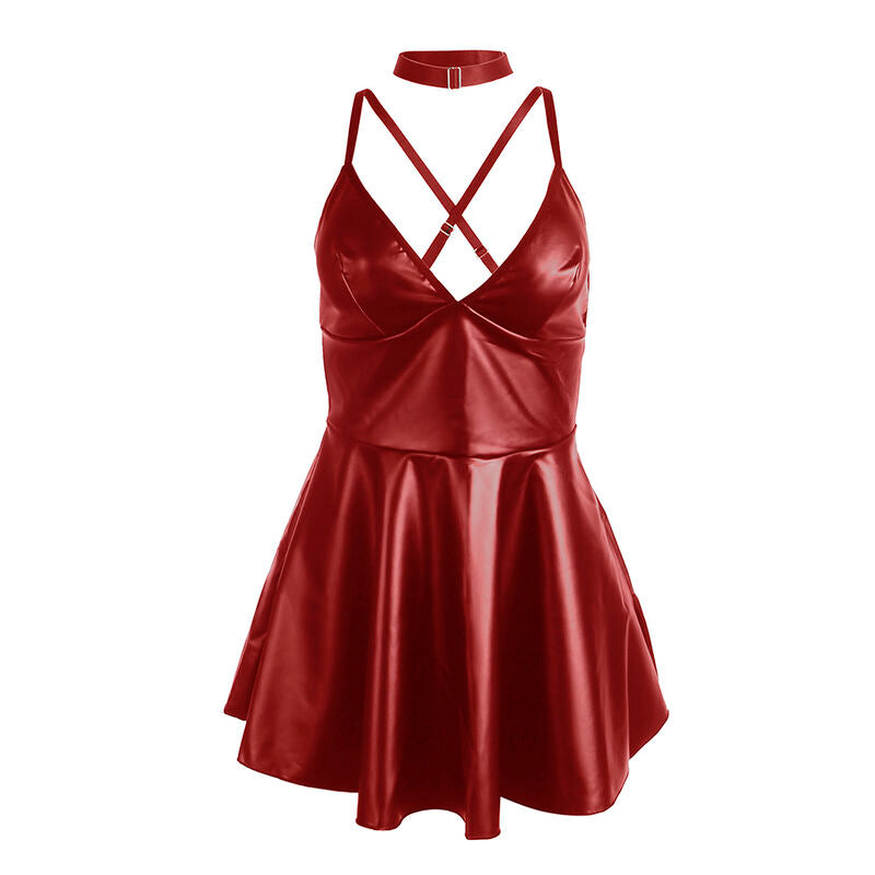 SUBBLIME - 955397 ABITO CON SPALLINE IN PELLE BORDEAUX S/M Subblime Dresses