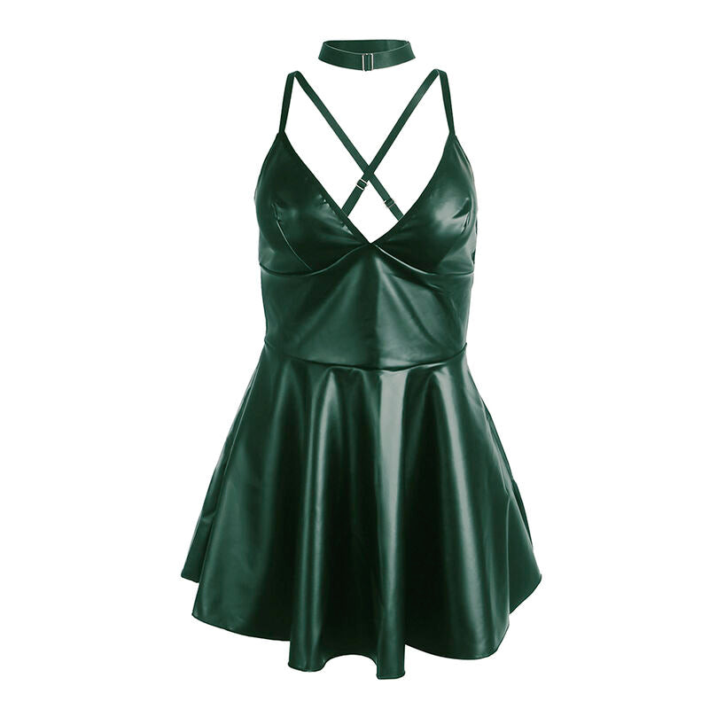 SUBBLIME - 955434 ABITO CON SPALLINE IN PELLE VERDE S/M Subblime Dresses