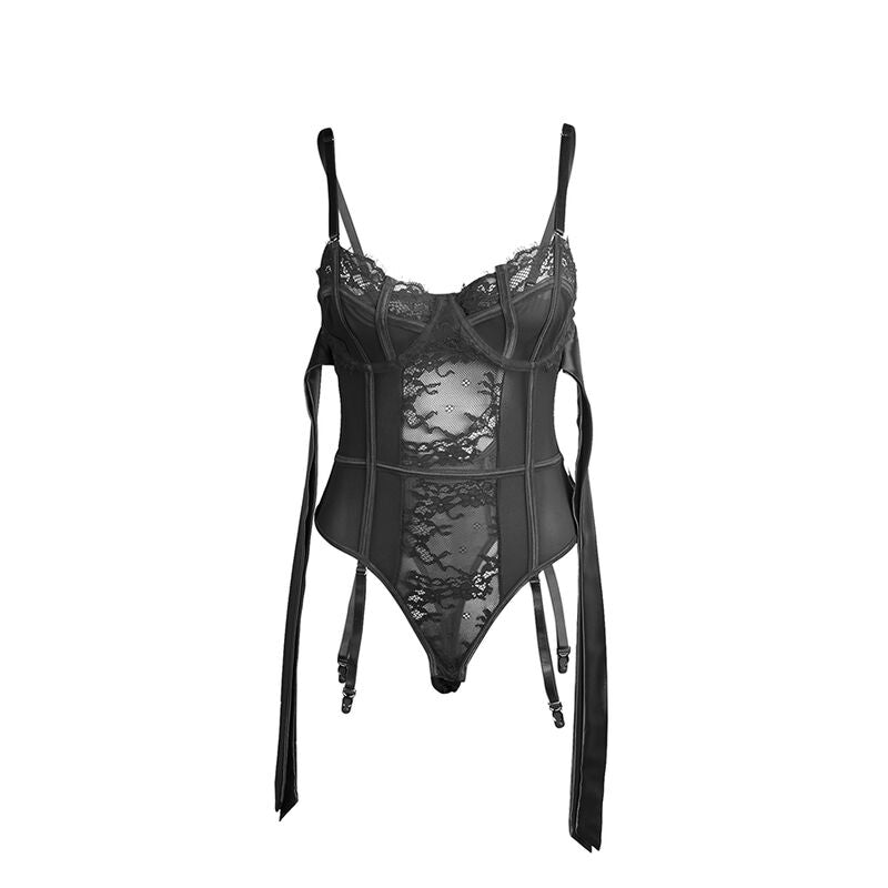 SUBBLIME - 955502 BODY IN PIZZO CON FIOCCHI E GIARRETTIERE NERO L/XL Subblime Bodies