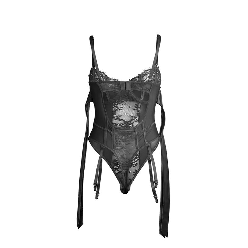 SUBBLIME - 955502 BODY IN PIZZO CON FIOCCHI E GIARRETTIERE NERO L/XL Subblime Bodies