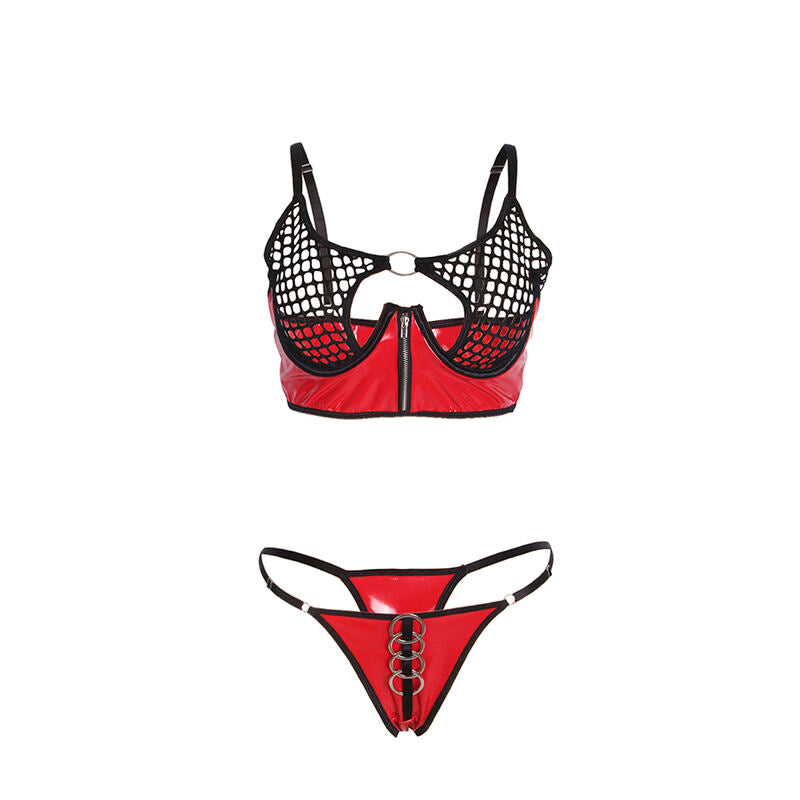 SUBBLIME - 955533 REGGISENO IN VERNICE ROSSA CON CERNIERA E REGGISENO A RETINO S/M Subblime Sets